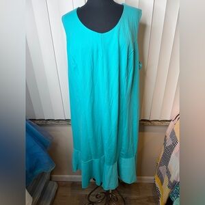 Jessica London Teal Sleeveless Ruffled Hem Size 28 Woman